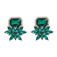 ( green)fashion colorful diamond earrings fully-jewelled flowers ear stud woman exaggerating occidental style wind temp