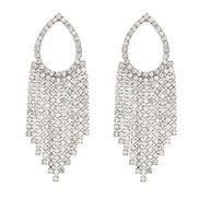 ( Silver)super claw chain exaggerating occidental style earrings woman drop Alloy Rhinestone tassel Earring bride