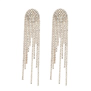 ( Gold)super claw chain exaggerating occidental style earrings woman Alloy Rhinestone long style tassel brideearrings