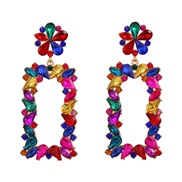 ( Color)trend colorful diamond earrings occidental style exaggerating Earring woman flowers square fully-jewelled wind