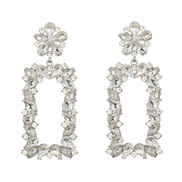 ( Silver)trend colorful diamond earrings occidental style exaggerating Earring woman flowers square fully-jewelled wind