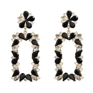 ( black)trend colorful diamond earrings occidental style exaggerating Earring woman flowers square fully-jewelled wind