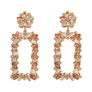 ( Gold)trend colorful diamond earrings occidental style exaggerating Earring woman flowers square fully-jewelled wind