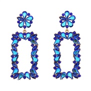 ( blue)trend colorful diamond earrings occidental style exaggerating Earring woman flowers square fully-jewelled wind