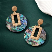 (CC6)occidental style fashion Street Snap wealthy wind travel color natural Shells earrings earring woman