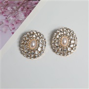 ( Gold)occidental style style retro temperament Pearl Oval Rhinestone earrings silver flash diamond ear stud Earring wo