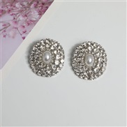 ( Silver)occidental style style retro temperament Pearl Oval Rhinestone earrings silver flash diamond ear stud Earring 