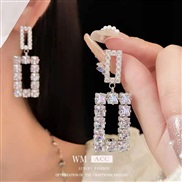 (AC 82 9DGZ Silver) super geometry long square diamond earringss silver fashion samll temperament crystal Earring