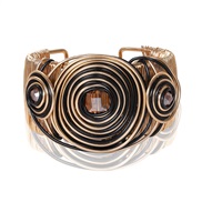 (gold  Black )retro punk wind Metal bangle  multilayer watch-face surround opening