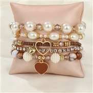 (BZ1942kasexi) occidental style more bracelet Pearl handmade beads woman Bohemia fashion Peach heart bracelet
