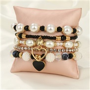 (BZ1942heisexi) occidental style more bracelet Pearl handmade beads woman Bohemia fashion Peach heart bracelet