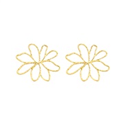 ( Gold)fashion wind hollow flowers earrings  occidental style personality wind Metal flowers ear stud