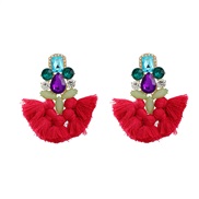 (red blue )trend colorful diamond earrings tassel Earring woman occidental style exaggerating Bohemia ethnic styleearri