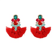 ( red and greenred )trend colorful diamond earrings tassel Earring woman occidental style exaggerating Bohemia ethnic s