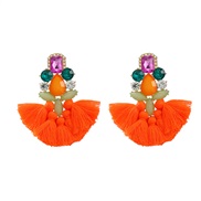 ( orange)trend colorful diamond earrings tassel Earring woman occidental style exaggerating Bohemia ethnic styleearrings