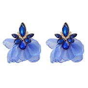 ( blue)colorful diamond earrings flowers ear stud woman exaggerating occidental style wind Alloy diamond flowers