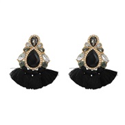 ( black)colorful diamond earrings tassel Earring woman occidental style exaggerating Bohemia ethnic style