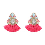 ( rose Red)colorful diamond earrings tassel Earring woman occidental style exaggerating Bohemia ethnic style