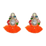 ( orange)colorful diamond earrings tassel Earring woman occidental style exaggerating Bohemia ethnic style