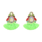 ( green)colorful diamond earrings tassel Earring woman occidental style exaggerating Bohemia ethnic style