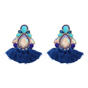 ( blue)colorful diamond earrings tassel Earring woman occidental style exaggerating Bohemia ethnic style