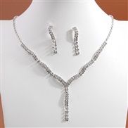 fashion concise flash diamond bride series lady necklace earrings set