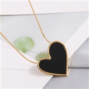fine Korean style fashion black big Peach heart titanium steel personality woman necklace