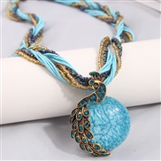 occidental style fashion Bohemia noble wind retro noble wind peacock beads multilayer short necklace