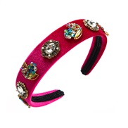 ( rose Red) occidental style retro diamond flowers Headband woman velvet temperament Headband