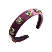 (purple) occidental style retro diamond flowers Headband woman velvet temperament Headband