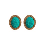 ( green)occidental style summer color ear stud Round weave brief Earring earrings