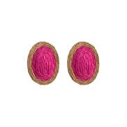 ( rose Red)occidental style summer color ear stud Round weave brief Earring earrings