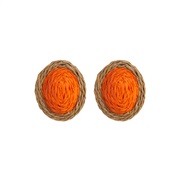 ( Orange)occidental style summer color ear stud Round weave brief Earring earrings
