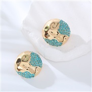 ( blue)Korean style pellet surface textured buckleI fashion brief earrings  fresh all-Purpose Alloy diamond Earring