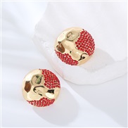 ( red)Korean style pellet surface textured buckleI fashion brief earrings  fresh all-Purpose Alloy diamond Earring
