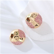 ( Pink)Korean style pellet surface textured buckleI fashion brief earrings  fresh all-Purpose Alloy diamond Earring