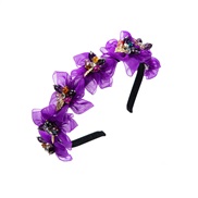 (purple) Headband woman fashion temperament flowers Headband temperament all-Purpose Street Snap head
