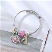 ( Pink) moreDIY beads bangle eyes personality bracelet beads  silver color lovers