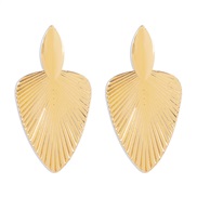 ( Gold)E occidental style fashion Metal pendant earrings  personality exaggerating leaves pattern geometry Earring woman