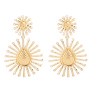 ( Gold)E fashion sun flowers pendant earrings  retro exaggerating flowers geometry tassel Earring