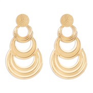 ( Gold)occidental style temperament exaggerating multilayer Round pendant earrings  retro geometry hollow splice Earring