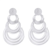 ( White K)occidental style temperament exaggerating multilayer Round pendant earrings  retro geometry hollow splice Ear