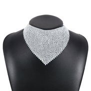 ( White K) creative retro more row flash diamond necklace  occidental style exaggerating geometry triangle fully-jewell