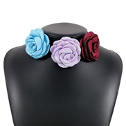 (blue + Burgundy+purple)occidental style retro rose brooch two necklace  elegant Cloth flowers removable chain