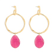 ( Pink)E fashion elegant natural pendant earrings  retro temperament circle Earring woman