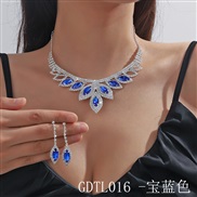 (GDTL 16   sapphire blue ) occidental style necklace set fashion high-end crystal necklace earrings two