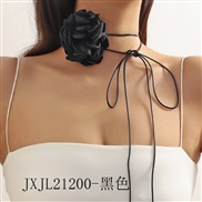 (JXJL212    black)retro exaggerating color white flowers necklace belt Collar chain