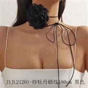 (JXJL212 1 18 cm  black)retro exaggerating super big white color flowers  belt Collar belt chain