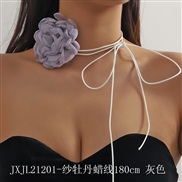 (JXJL212 1 18 cm  gray)retro exaggerating super big white color flowers  belt Collar belt chain