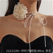 (JXJL212 1 18 cm  Beige)retro exaggerating super big white color flowers  belt Collar belt chain